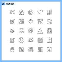 25 Creative Icons Modern Signs and Symbols of communication like file love computing Editable Vector Design Elements