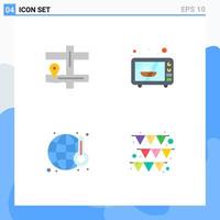 Modern Set of 4 Flat Icons and symbols such as map world electronics gas garland Editable Vector Design Elements