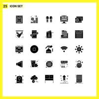 Universal Icon Symbols Group of 25 Modern Solid Glyphs of screen computer coins gallery relaxation Editable Vector Design Elements