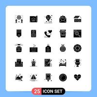 Group of 25 Solid Glyphs Signs and Symbols for build text house message email Editable Vector Design Elements