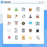 grupo de 25 signos y símbolos de colores planos para elementos de diseño de vectores editables del servicio en línea de flecha web de baño