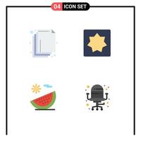 4 paquete de iconos planos de interfaz de usuario de signos y símbolos modernos de organizar elementos de diseño vectorial editables de vacaciones de rompecabezas de frutas para bebés vector