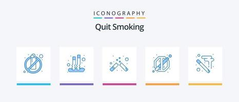 Quit Smoking Blue 5 Icon Pack Including not allowed. block. smoking. banned. smoking. Creative Icons Design vector