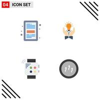 Group of 4 Flat Icons Signs and Symbols for book idea file bulb smart Editable Vector Design Elements