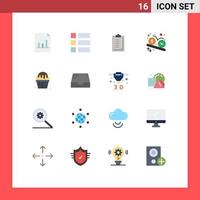 Universal Icon Symbols Group of 16 Modern Flat Colors of dessert watch report card time dollar Editable Pack of Creative Vector Design Elements