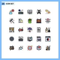Pictogram Set of 25 Simple Filled line Flat Colors of wifi internet study signal screen Editable Vector Design Elements