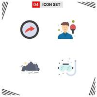 Set of 4 Commercial Flat Icons pack for export hill avatar sport mountain Editable Vector Design Elements