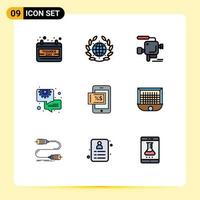 Set of 9 Modern UI Icons Symbols Signs for shopping gear camera consulting business Editable Vector Design Elements