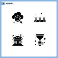 Modern Set of Solid Glyphs Pictograph of cloud house online construction wooden Editable Vector Design Elements