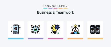 Business And Teamwork Line Filled 5 Icon Pack Including time. calendar. coins. workforce. sheet. Creative Icons Design vector
