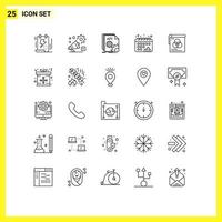 Pictogram Set of 25 Simple Lines of dots calendar video software coding Editable Vector Design Elements