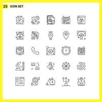 Pictogram Set of 25 Simple Lines of dots calendar video software coding Editable Vector Design Elements