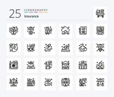 Insurance 25 Line icon pack including insurance. paper. shield. insurance. storm vector