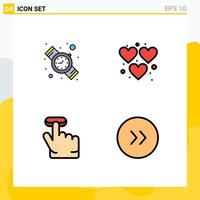 4 Creative Icons Modern Signs and Symbols of digital gesture heart play circle Editable Vector Design Elements