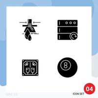 Group of 4 Solid Glyphs Signs and Symbols for chemical alcoholic factory reload cheers Editable Vector Design Elements