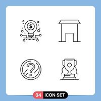 conjunto de 4 iconos de interfaz de usuario modernos signos de símbolos para soluciones de mercado de valores de preguntas frecuentes de negocios elementos de diseño de vectores editables