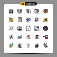 Modern Set of 25 Filled line Flat Colors and symbols such as message advertising online learning ad rocket Editable Vector Design Elements