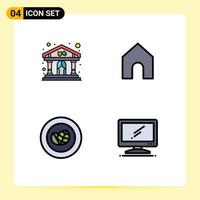 4 Creative Icons Modern Signs and Symbols of play green building interface computer Editable Vector Design Elements