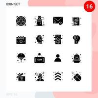 Pictogram Set of 16 Simple Solid Glyphs of paper chart trick bar sms Editable Vector Design Elements