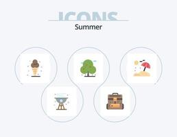 Summer Flat Icon Pack 5 Icon Design. beach. plant. travel. palm. ice vector