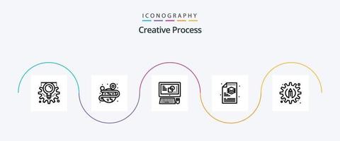 Creative Process Line 5 Icon Pack Including process. s. computer. file. creative vector