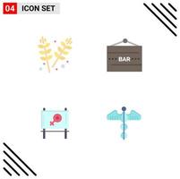 Modern Set of 4 Flat Icons Pictograph of agriculture board grains drink bar message Editable Vector Design Elements