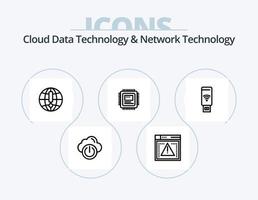 Cloud Data Technology And Network Technology Line Icon Pack 5 Icon Design. chart. hardware. cloud. laptop. computer vector