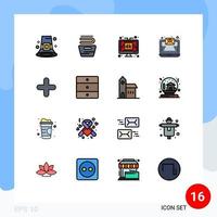 Set of 16 Modern UI Icons Symbols Signs for add mail washing email technology Editable Creative Vector Design Elements