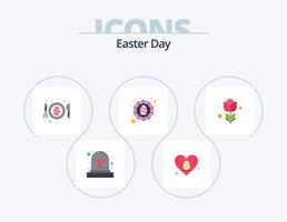 Easter Flat Icon Pack 5 Icon Design. nature. easter. fried. egg. wreath vector