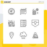 9 Universal Outline Signs Symbols of four data coins bars cyber monday Editable Vector Design Elements