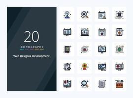 20 Web Design And Development line Filled icon for presentation