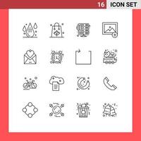 Group of 16 Modern Outlines Set for photo add shopping web hosting Editable Vector Design Elements