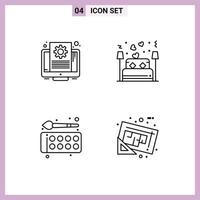 4 User Interface Line Pack of modern Signs and Symbols of document back to school screen love drawing Editable Vector Design Elements