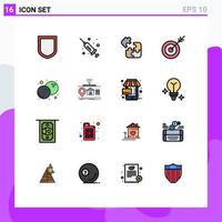 Universal Icon Symbols Group of 16 Modern Flat Color Filled Lines of iot food science coconut goal Editable Creative Vector Design Elements