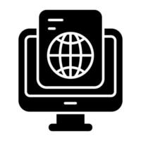 Vector design of online passport, solid icon