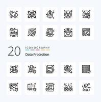 20 Data Protection Line icon Pack like security security file search bug vector