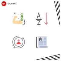 Pack of 4 creative Flat Icons of gym marketing routine order document Editable Vector Design Elements