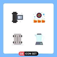 Pack of 4 Modern Flat Icons Signs and Symbols for Web Print Media such as ancient camera roll wheels skate database skate blender Editable Vector Design Elements