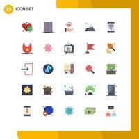 User Interface Pack of 25 Basic Flat Colors of beach mountains health mountain hand Editable Vector Design Elements