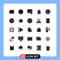 25 User Interface Solid Glyph Pack of modern Signs and Symbols of sport dart add board bag Editable Vector Design Elements