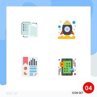 Set of 4 Vector Flat Icons on Grid for file data wlan shuttle page Editable Vector Design Elements