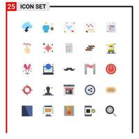 Mobile Interface Flat Color Set of 25 Pictograms of art data plant analytics love Editable Vector Design Elements
