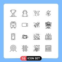 Stock Vector Icon Pack of 16 Line Signs and Symbols for train railway up maps holy Editable Vector Design Elements