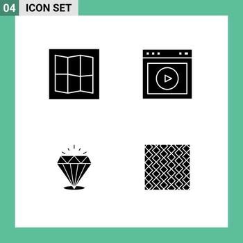 4 Universal Solid Glyph Signs Symbols of layout expensive ui website tile Editable Vector Design Elements