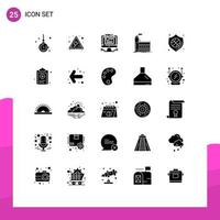 Pictogram Set of 25 Simple Solid Glyphs of security production computer manufacturing industrial Editable Vector Design Elements