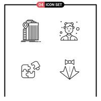 Mobile Interface Line Set of 4 Pictograms of bank work federal catering business Editable Vector Design Elements