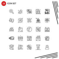 Modern Set of 25 Lines Pictograph of money economy message mother gift Editable Vector Design Elements