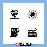 Pack of creative Solid Glyphs of diamond art expensive jewelry paint Editable Vector Design Elements