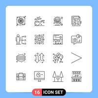 Modern Set of 16 Outlines and symbols such as male network chart link graph Editable Vector Design Elements