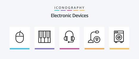 paquete de iconos de línea 5 de dispositivos que incluye hardware. dispositivos. artilugio. cable. registro. diseño de iconos creativos vector